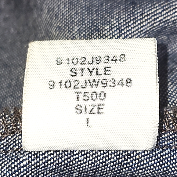 Todd Oldham Jeans Dark Blue Shimmer Button Front Trucker Style Jean Jacket Sz L - Picture 10 of 10